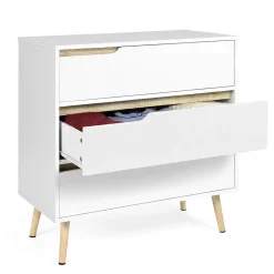 Commode 3 tiroirs HELSINKI 80 cm scandinave blanc