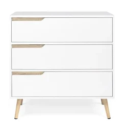 Commode 3 tiroirs HELSINKI 80 cm scandinave blanc
