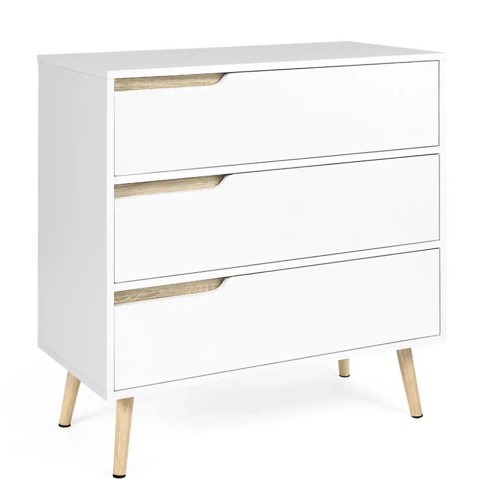 Commode 3 tiroirs HELSINKI 80 cm scandinave blanc