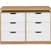 Commode 6 tiroirs LUNA à LEDS 115 cm blanc et effet bois