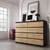 Commode 8 Tiroirs, Noir / Wotan Chêne, 140 X 101 X 39 Cm