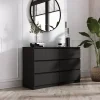 Commode 6 Tiroirs, Noir, 120 X 39 X 79 Cm