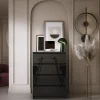 Commode 4 Tiroirs, Noir Mat / Noir Brillant, 70 X 39 X 101 Cm