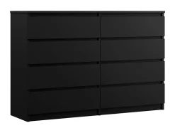 Commode 8 Tiroirs, Noir Mat, 140 X 101 X 39 Cm