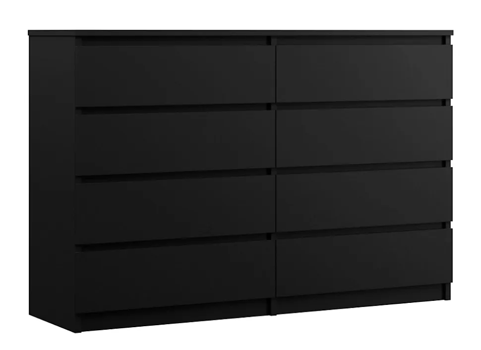 Commode 8 Tiroirs, Noir Mat, 140 X 101 X 39 Cm
