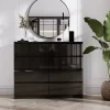 Commode 8 Tiroirs, Noir Mat / Noir Brillant, 120 X 39 X 101 Cm