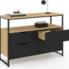 Commode 4 tiroirs noirs BOSTON 110 cm design industriel avec étagère