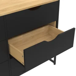 Commode 6 tiroirs noirs BOSTON 115 cm design industriel