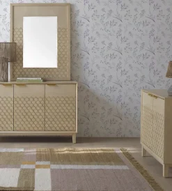 Commode 3 tiroirs plaqué chêne et coloris beige