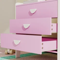 Commode 3 tiroirs pour enfant - commode design girly sur pieds bicolore blanc rose - 60 x 40 x 60 cm