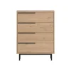 Commode 4 tiroirs Rebecca Mobili Maguey 95x75x44,5 Panneau de particules Fer Marron Gris Foncé Moderne