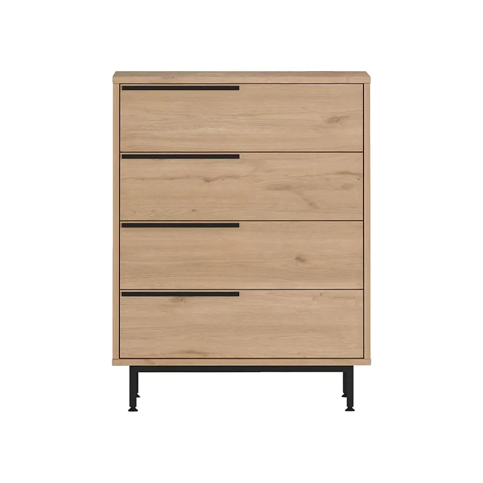 Commode 4 tiroirs Rebecca Mobili Maguey 95x75x44,5 Panneau de particules Fer Marron Gris Foncé Moderne