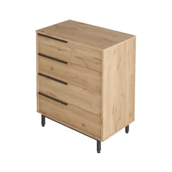 Commode 4 tiroirs Rebecca Mobili Maguey 95x75x44,5 Panneau de particules Fer Marron Gris Foncé Moderne
