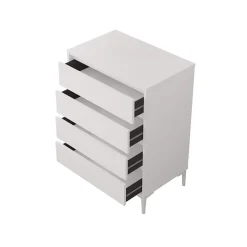 Commode 4 tiroirs Rebecca Mobili Kemiri 98,5x72x45 Panneau de particules PVC Blanc Moderne