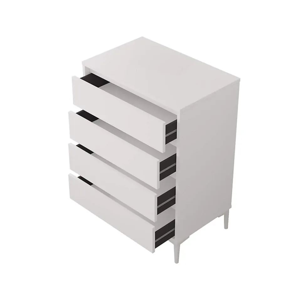 Commode 4 tiroirs Rebecca Mobili Kemiri 98,5x72x45 Panneau de particules PVC Blanc Moderne