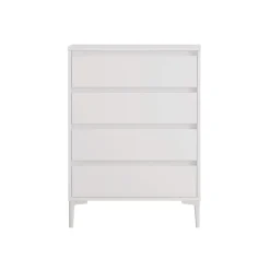 Commode 4 tiroirs Rebecca Mobili Kemiri 98,5x72x45 Panneau de particules PVC Blanc Moderne
