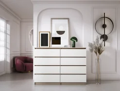 Commode 8 Tiroirs, Sonoma Chêne / Blanc, 140 X 101 X 39 Cm