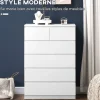 Commode 6 tiroirs style contemporain dim. 80L x 39l x 115H cm poignées invisibles blanc