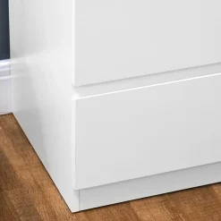 Commode 6 tiroirs style contemporain dim. 80L x 39l x 115H cm poignées invisibles blanc