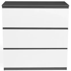 Commode 3 tiroirs TOMI 78 cm bois gris et blanc