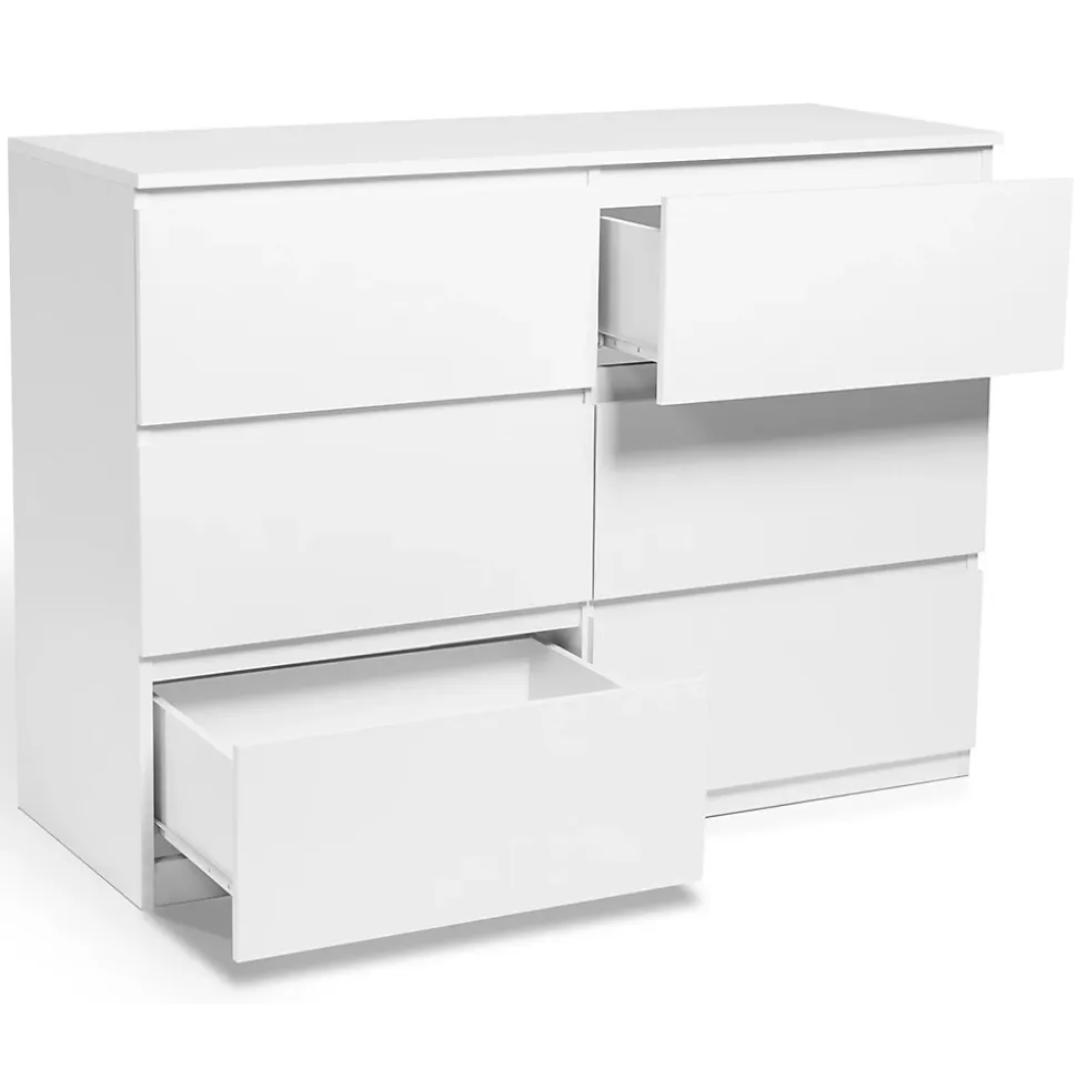 Commode 6 tiroirs TOMI 110 cm bois blanc