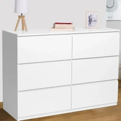 Commode 6 tiroirs TOMI 110 cm bois blanc
