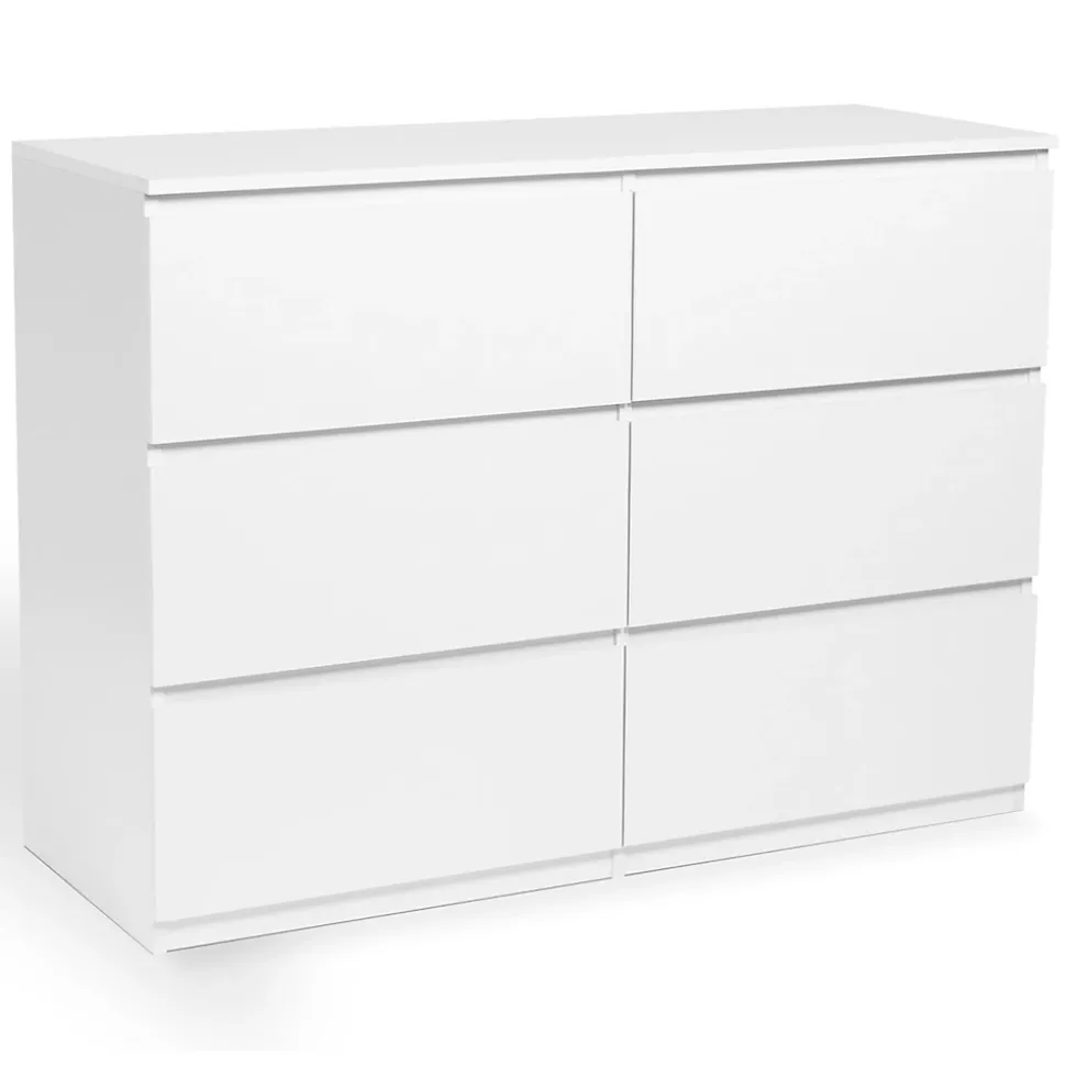 Commode 6 tiroirs TOMI 110 cm bois blanc