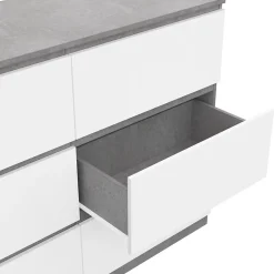 Commode 6 tiroirs TOMI 110 cm blanc et effet béton