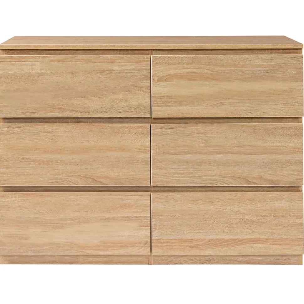 Commode 6 tiroirs TOMI 110 cm bois façon hêtre