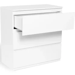 Commode 3 tiroirs TOMI 78 cm bois blanc
