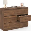 Commode 6 tiroirs TOMI 110 cm effet noyer