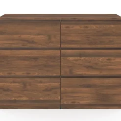 Commode 6 tiroirs TOMI 110 cm effet noyer