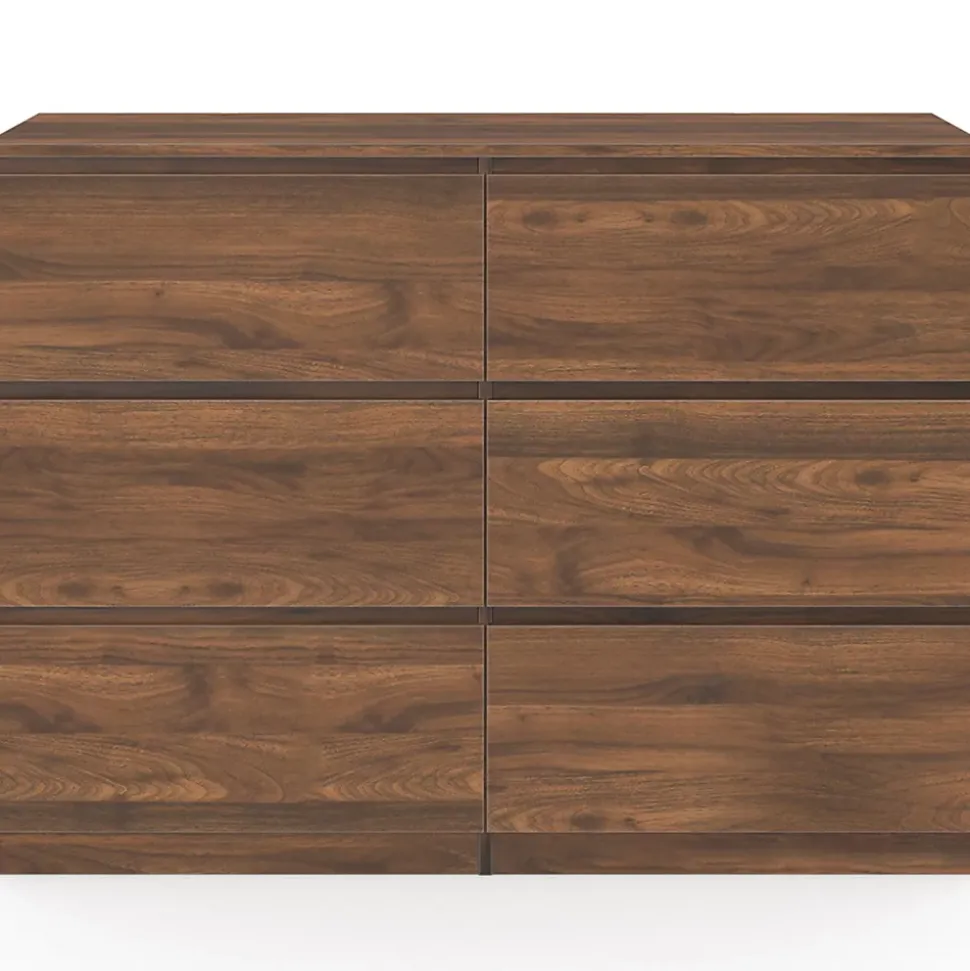 Commode 6 tiroirs TOMI 110 cm effet noyer