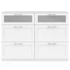 Commode 6 tiroirs VITO 110 cm bois blanc et effet givré
