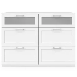 Commode 6 tiroirs VITO 110 cm bois blanc et effet givré