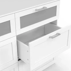 Commode 6 tiroirs VITO 110 cm bois blanc et effet givré