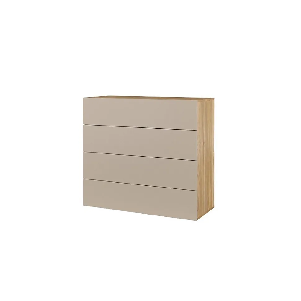 Commode 4 tiroirs VOX coloris chene et beige