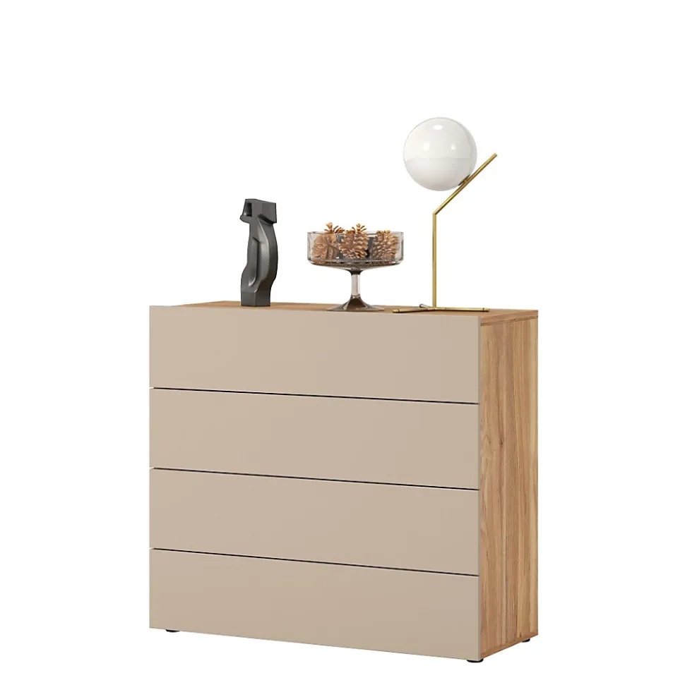 Commode 4 tiroirs VOX coloris chene et beige
