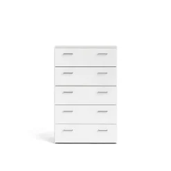 Commode Aikol, Commode polyvalente, Commode de chambre, Meuble avec tiroirs, 74x36 h114 cm, Blanc