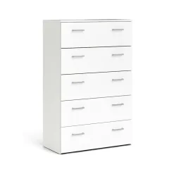 Commode Aikol, Commode polyvalente, Commode de chambre, Meuble avec tiroirs, 74x36 h114 cm, Blanc