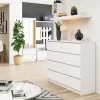 Commode AKORD K120 Blanche 120 cm 8 tiroirs façade Blanche 120x40x99 cm