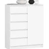 Commode AKORD K80 Blanche 80 cm 1 porte 5 tiroirs 3 étagères 80x35x97 cm