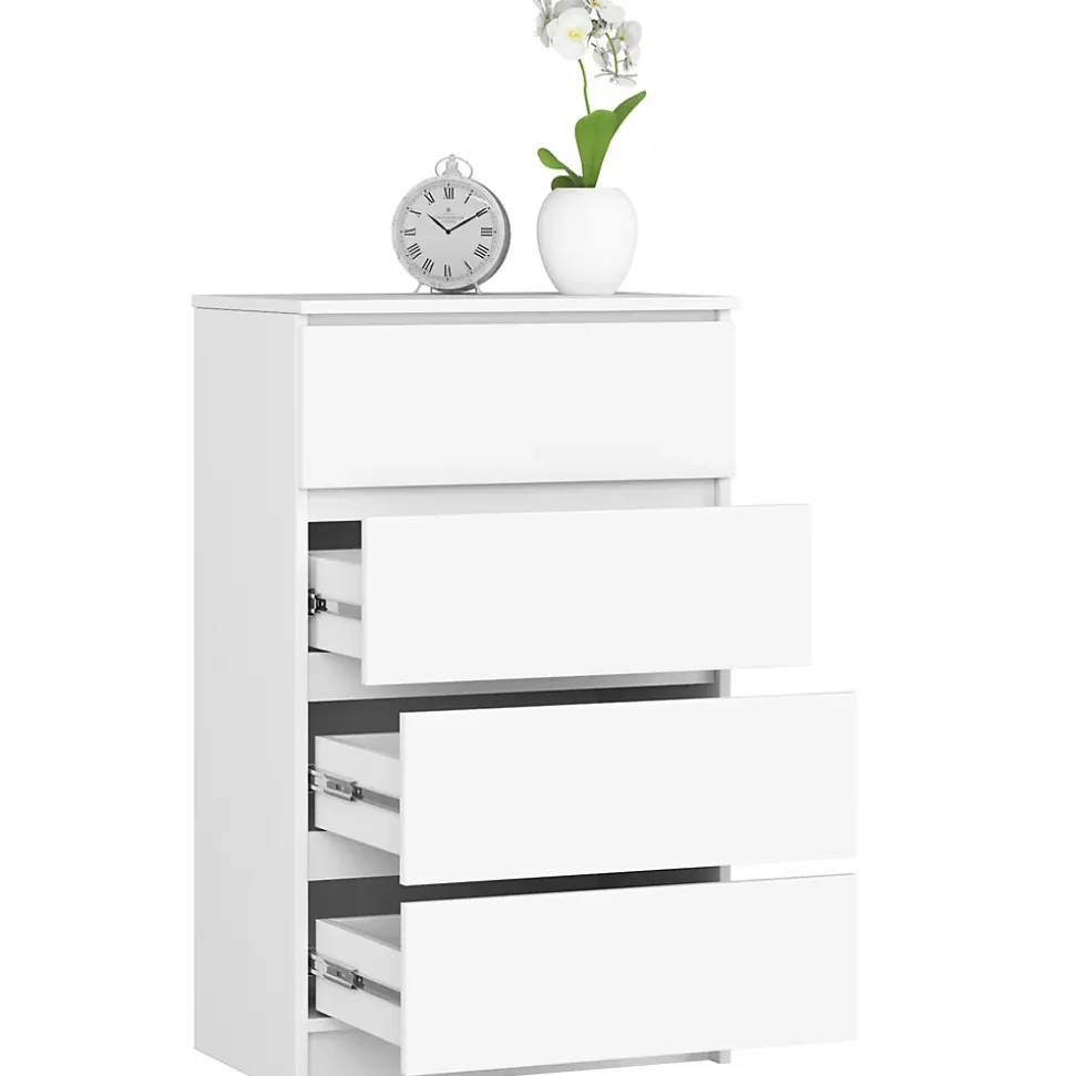 Commode AKORD K60 Blanche 60 cm 4 tiroirs façade Blanche 60x40x99 cm