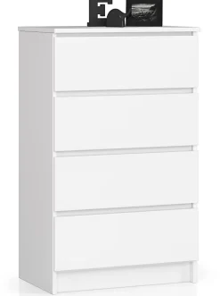 Commode AKORD K60 Blanche 60 cm 4 tiroirs façade Blanche 60x40x99 cm