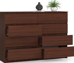 Commode AKORD K140 Wengé 138 cm 8 tiroirs façade Wengé 138x40x99 cm
