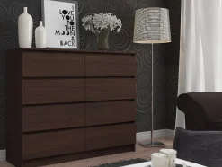 Commode AKORD K140 Wengé 138 cm 8 tiroirs façade Wengé 138x40x99 cm