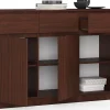 Commode AKORD K140 Wengé 138 cm 3 portes 3 tiroirs façade Wengé 6 étagères 138x40x99 cm