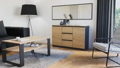 Commode, anthracite / chêne Artisan, 200 x 75 x 40 cm