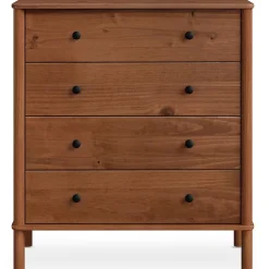 Commode APOANA 4 tiroirs en bois massif - Coloris châtaignier