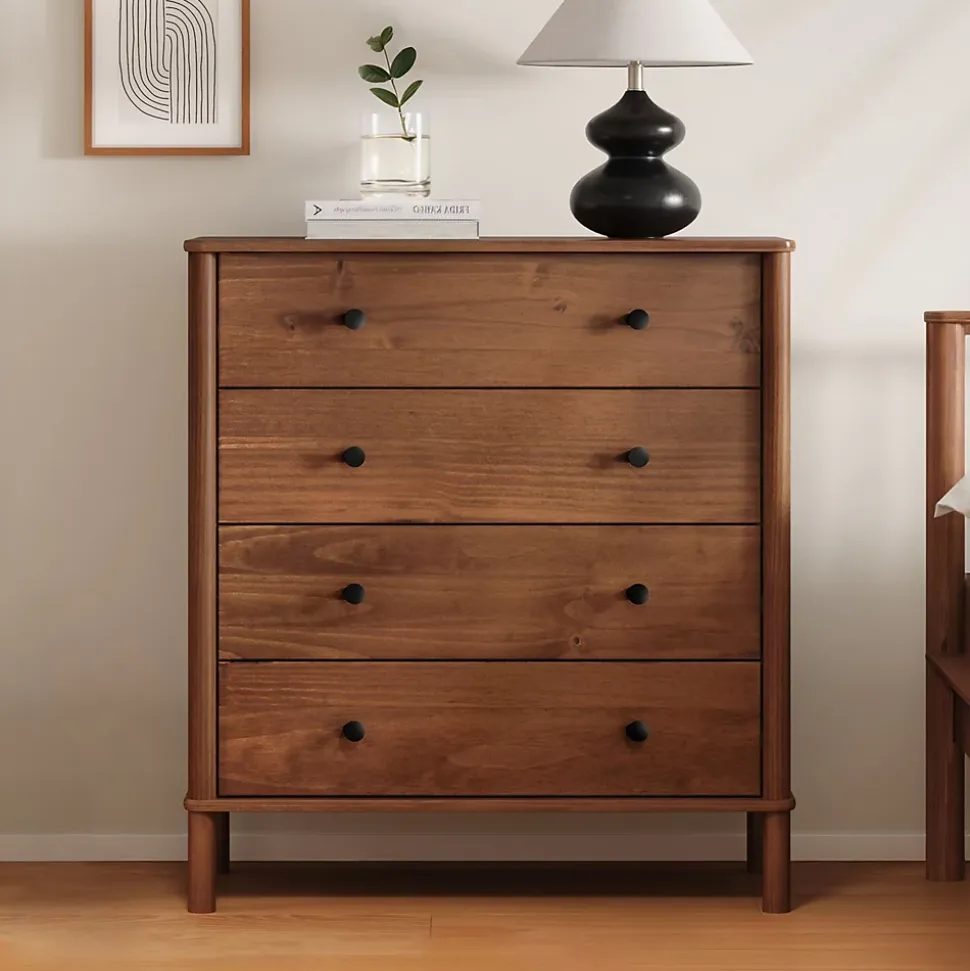 Commode APOANA 4 tiroirs en bois massif - Coloris châtaignier